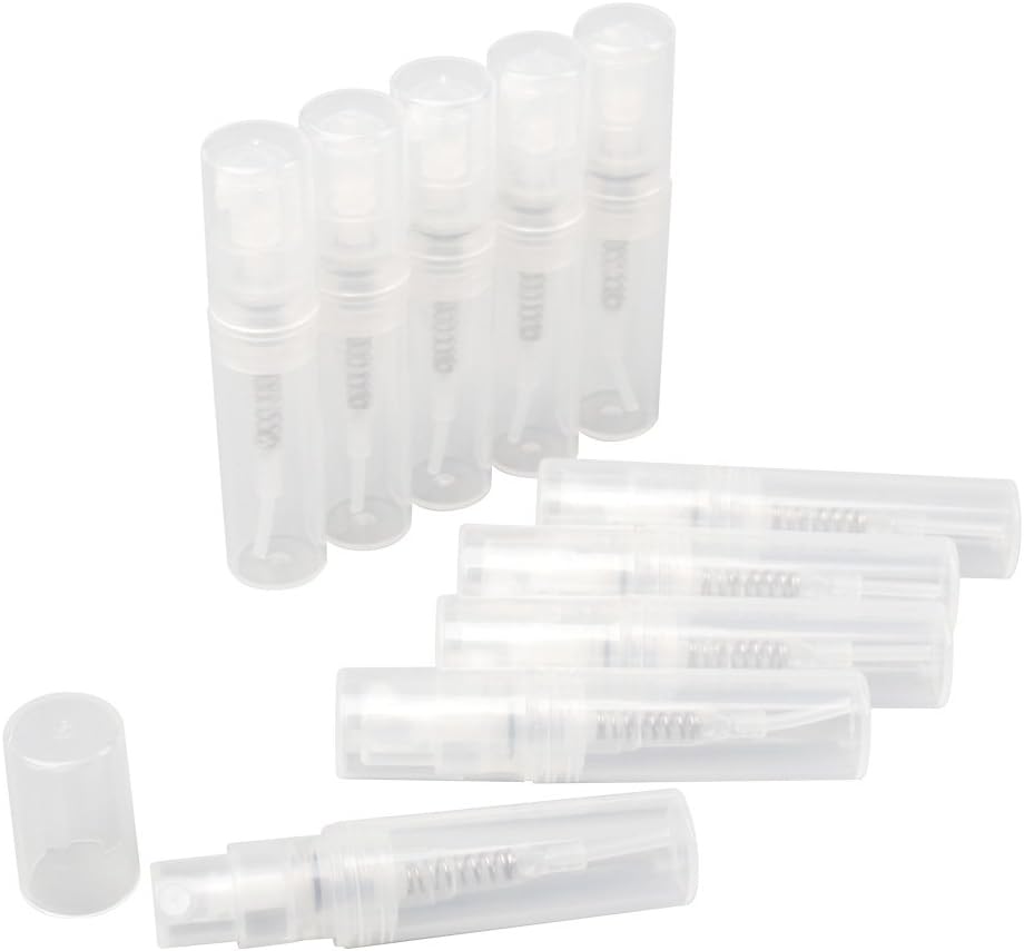 YEHAM Pack of 60 Mini Clear Plastic Spray Bottle for Perfume, Aromatherapy, Travel Makeup Tools (3ML)