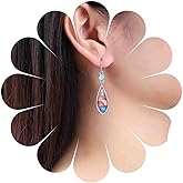 Iaceble Vintage Teardrop Enamel Earrings Colorful Enamel Dangle Earrings Multicolor Turquoise Earrings Boho Enamel Drop Earrings Jewelry for Women