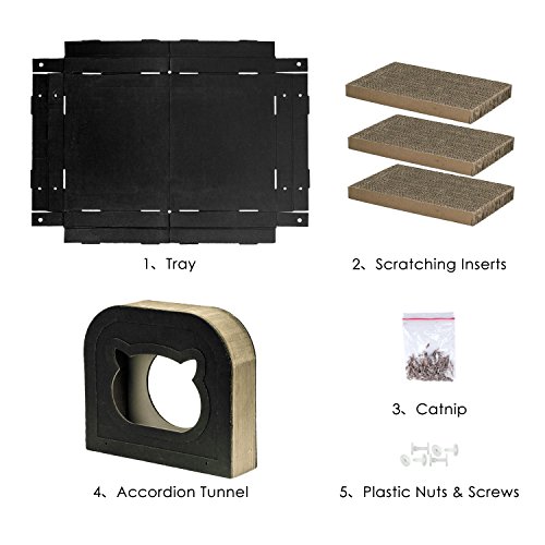 Pawaboo Cat Scratcher Tunnel Cat House Premium Collapsible Corrugated