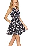 Zalalus Women's Sleeveless Casual Floral Printed Pockets Party Skater Dress Without Belt