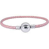 KunBead Leather Chain Bead Charms Bracelets for DIY Jewelry Making for Women Teen with Clip Lock Clasp Compatible with Pandora Charms