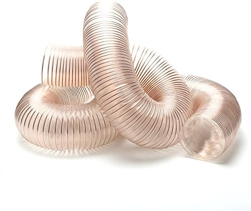 4-Inch x 10-Feet Clear Dust Collection PU Hose with Steel Wire Reinforcement, Puncture Resistant, Flexible and Antistatic Dust