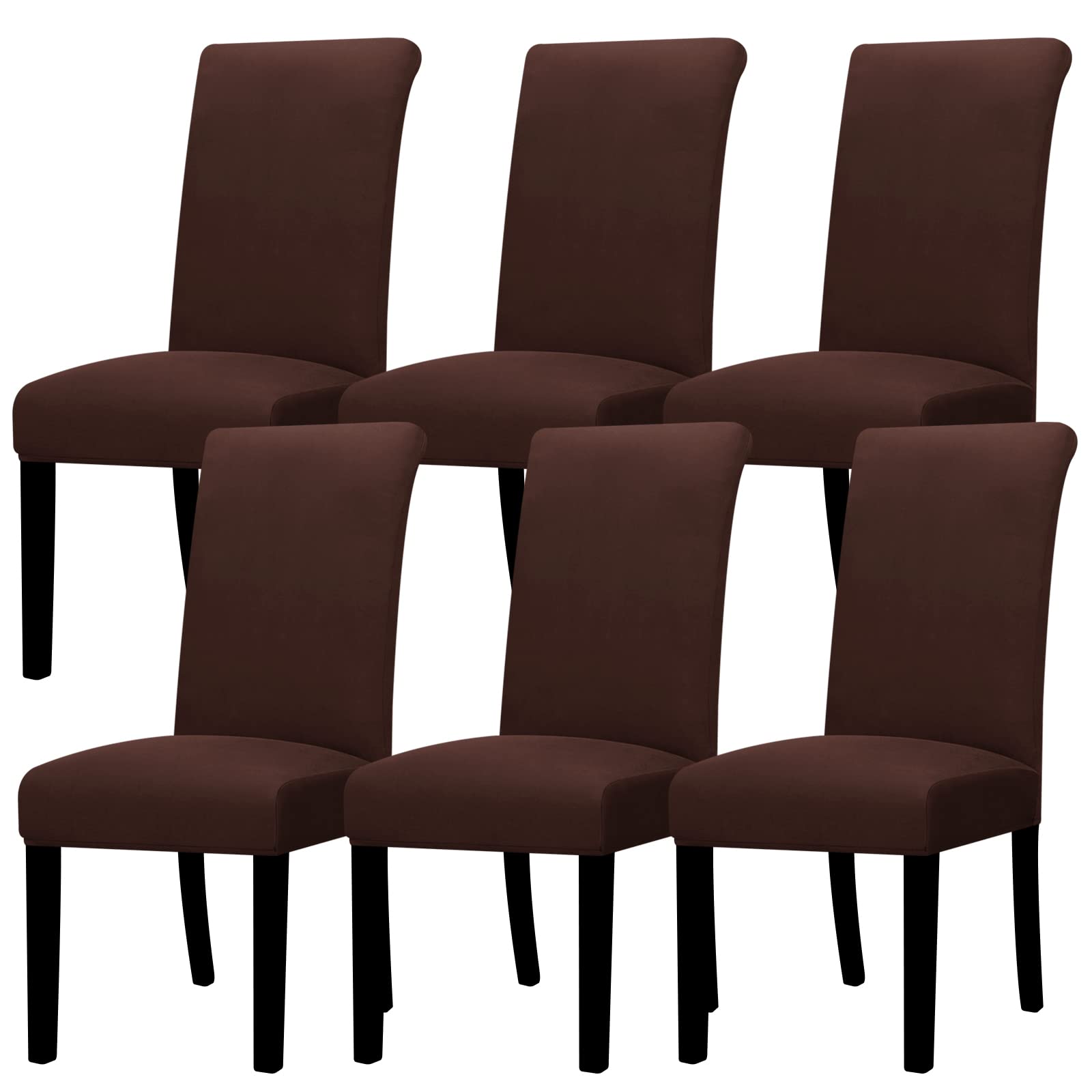 Lellen Dining Chair Covers Set of 6, Stretch Chair Covers Dining Chair Slipcovers Removable Washable Reusable Home & Kitchen Decor Protector Dining Room Chair Covers,Brown