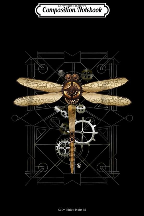 Composition Notebook: Steampunk Dragonfly Vintage Gears Goth Men Women Journal/Notebook Blank Lined Ruled 6x9 100 Pages