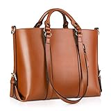 Kattee Urban Style 3-Way Women's Genuine Leather Shoulder Tote Bag, Orange