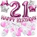 21st Birthday Decorations - 21st Birthday Party Supplies, 21st Birthday Sash, Happy Birthday Banner, Pink Conffeti Balloons, Finally 21, Gifts for her.