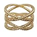 Impression Collection Double X Rings Cross Criss Trendy Fashion Statement Clear CZ Cocktails Gold Plated Size 6-10