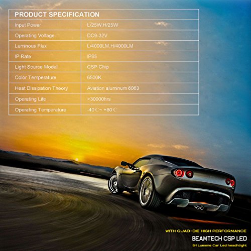 6 BEAMTECH+Headlight+8000Lumens+Extremely+Conversion