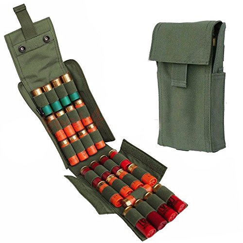 windaze Shotgun Shell Holder, Holds up to 25 Shotgun Shells, Foldable Shotgun Shell Holder Pouch, Shotgun Shell Bag, Green