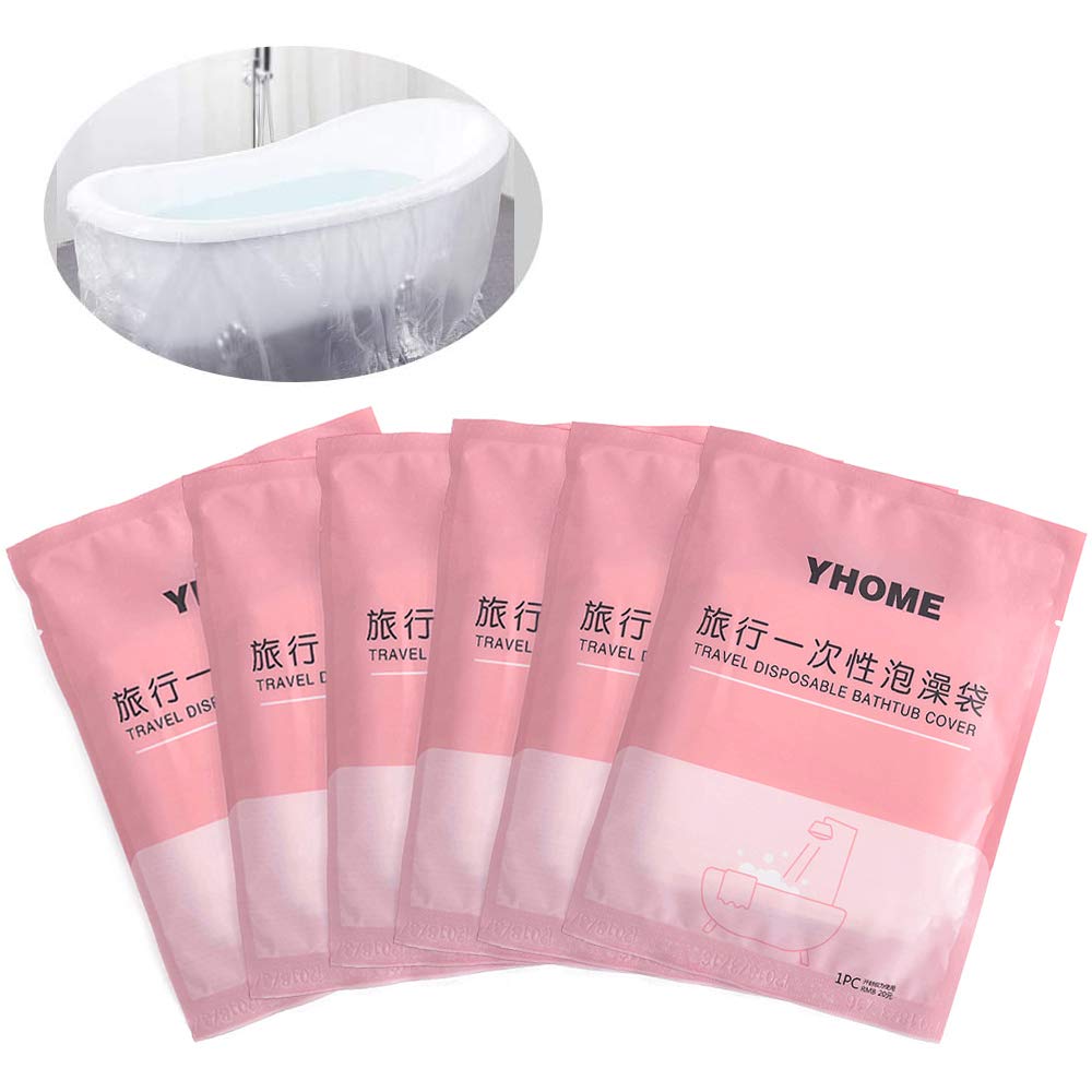 posionks JUN-H 6 Pieces Disposable Bathtub Liner Disposable bathtub Bag Film Cover Liner Bag Ultra Large Portable for Household, Travel Hotel Bathtubs, Salon and SPA Useful (260cmx 120cm)