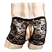 Freebily Men's Sexy Lace Boxer Briefs Open Front Pouch Crotchless Sissy Underwear Black Medium (waistline 24.5-34.0