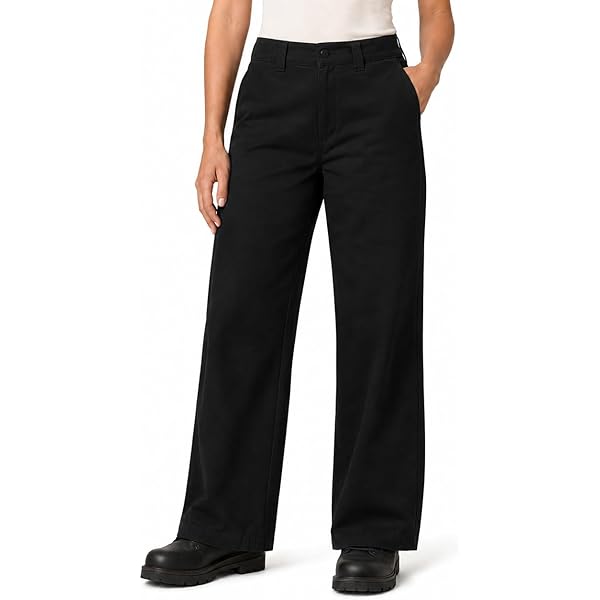 Amazon.com: Dickies Women's High Rise Wide Leg Twill Pants, Rinsed