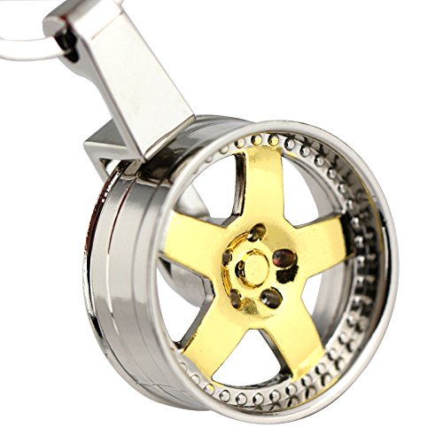 image for maycom Wheel Rim Keychain Creative Auto Part Model Spinning Metallic A