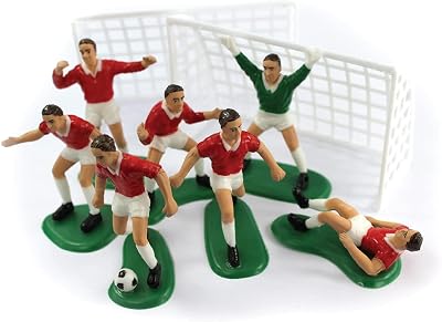 Anniversary House Football Cake Topper Set 9pcs 7 Players 2 Goals UK Designed