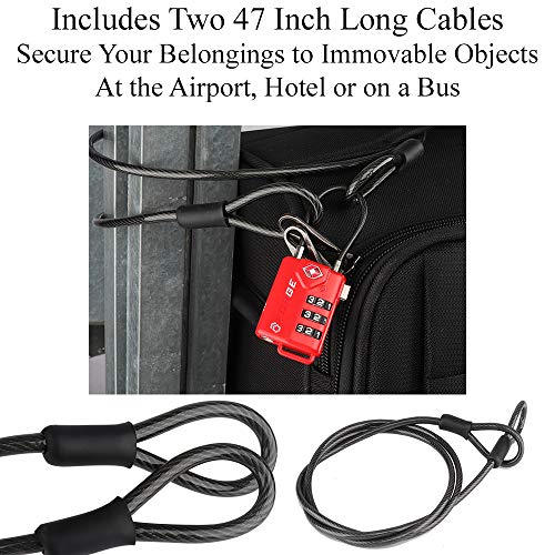 TSA Approved Cable Luggage Locks, Resettable Combination with Alloy