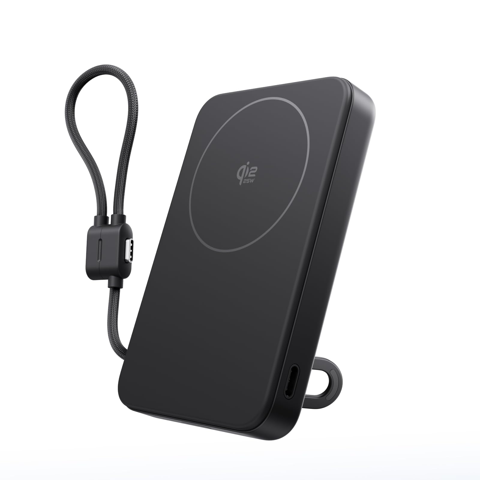 EF ECOFLOW Rapid Mag Power Bank, Qi2.2 25W MagSafe-Compatible Portable Charger, 10,000mAh Magnetic Power Charger with Built-in USB-C Cable and Foldable Stand, for iPhone 17/16/15