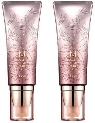 Missha Cosmetics M Signature Real Complete BB Cream SPF 25 PA + 27 (Pack of 2) With Beeswax, Lavender, Grape, Pumpkin, Walnut, Peach, Cucumber, Lime, Coconut, Mango, Strawberry, Cherry and Papaya
