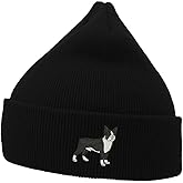 L8502-LXYB Mens Beanie Knit Hats Boston Terrier Dog Embroidered Unisex Casual Beanies Hats for Winter