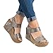 Ashuai Womans Wedge Sandals Cork Sole Thong Sandals Metallic Faux Leather Heel Sandal