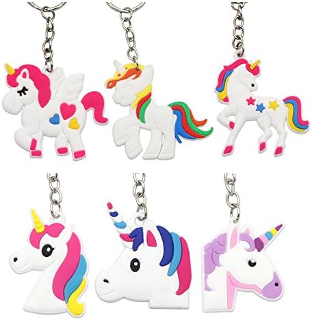 12 Pack Assorted Unicorn Party Favor Keychains by Doselly