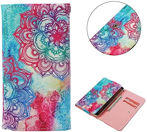Cell Phone Flip Case Compatible Oppo R7 Lite 5" More, JULAM Universal PU Leather Skin Folio Case Cover Protective Wallet Clutch Bag Card Slots (Diagonal Flower)