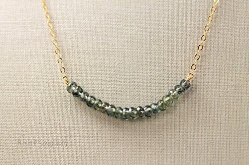 Gemstone Bar Necklace • Delicate • Beaded • Layering Necklace • Tiny Dainty Chain • Minimal • Rose Gold • 14k Gold Fill • Sterling Silver