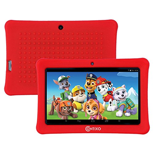 Contixo Kid Safe 7" HD Tablet WiFi 8GB Bluetooth, Free Games Pre-Installed, Kids-Place Parental Control W/ Kid-Proof Case (Red) - Best Gift