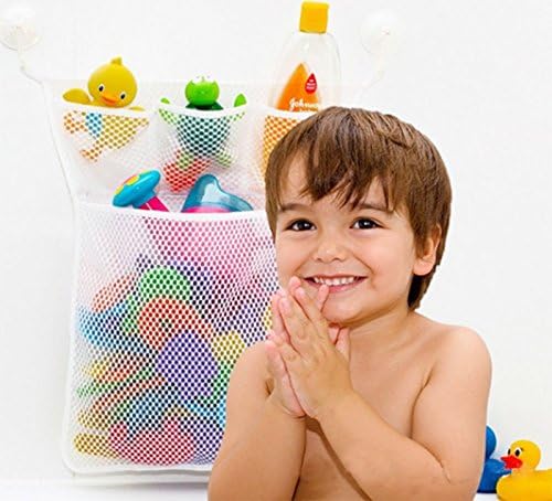 RYS Bath Toy Organizer with Multiple Pockets + Bonus of 4 Heavy Duty Lock Suction Cups and Durable Mold Resistant Mesh Washable + Guarantee (organizer) (Storage Bag)