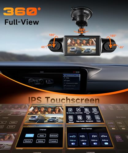 VECHTEL 2K/1080P Car Dashcam Front and Rear Wifi 4* Dash Cam Car Camera with 3 Inch IPS Screen, Night Vision, G-Sensor, 360 Degree Protection, with 64GB SD Card