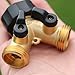 GESURA 2 Way Brass Garden Hose Pipe Connector Splitter Y Shape Valve Adapter Irrigation Tap + Extra 1 Rubber Hose Gasket