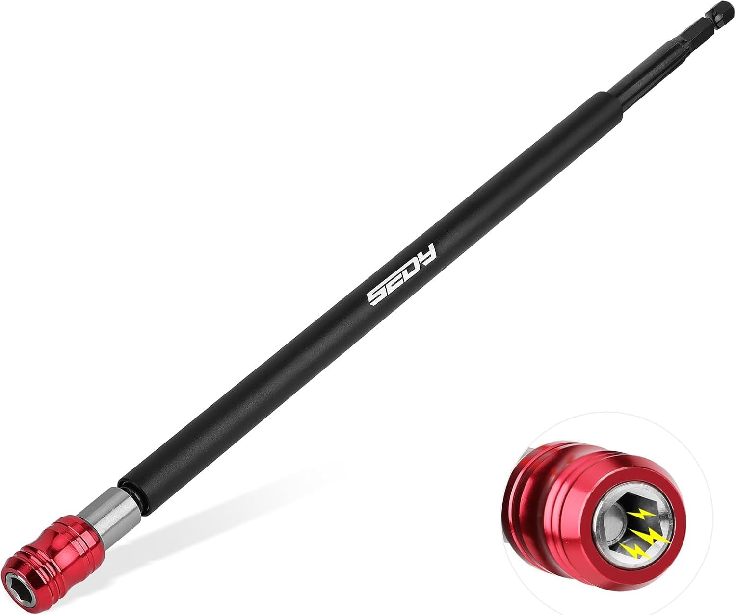 Photo 1 of 12" Magnetic Screwdriver Bit Holder Set, 1/4 Inch Hex Shank Quick Release Extension Adapter, Super Straight Durable CR-V Steel, Universal Fit for Impact Driver Bits