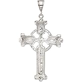 JewelryWeb 925 Sterling Silver Solid Polished and satin Sparkle-Cut Religious Faith Cross Pendant Necklace Pendant for Women