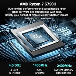 KAMRUI AMD Ryzen 7 3750H Mini PC, Windows 11 Pro