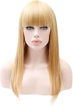 Jiameng Femme Naturelle Perruque Frange Droite Perruque Cheveux