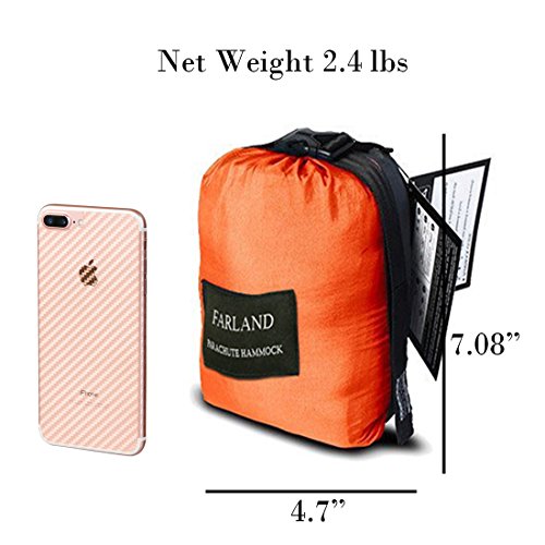 FARLAND Outdoor Camping Hammock - Portable Anti-fade Nylon Double Hammock with 2 Piece 16 Loop Straps by Parachute Lightweight Hammock for Hiking Backpacking - Thumbnail 6