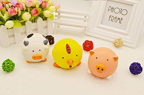 CatYou 3PCS Safe Latex Dog Squeaky Toys, Chew Molar Dog Toys, 2.8-Inch Diameter, for Puppy Small Medium Dogs