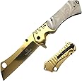 Snake Eye Tactical Heavy Duty Folding Pocket Knife Outdoors Camping Hunting Fishing. (White & Gold)
