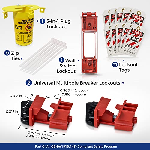 BRADY Electrical Lockout Tagout Kit Hasps, Clamp On, Universal