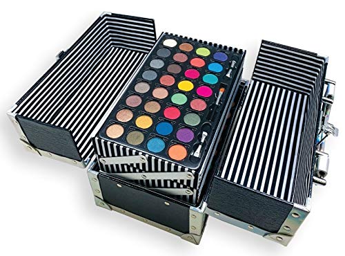BR Carry All Trunk Train Case with Makeup and Reusable Case Makeup Gift Set (Black)
