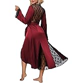ChiaoLezhee Women's Silky Sheer Kimono Robe, Flowy Lightweight Satin Long Lingerie Robe, Boudoir Photography Dressing Gown