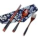 FORESTIME Japanese Wooden Chopsticks Spoon Fork Tableware 3pcs Set New Gift (1 Set, Brown)