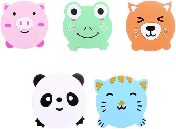 Compra Kentop 5 Silicona Blanda Niedliche Dibujos Animados Animales Posavasos Infantil Redondo Forma Cristal Posavasos En Amazon Es