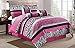 Grand Linen 5 Piece Oversize HOT Pink Black White Zebra Leopard Micro Fur Comforter Set Twin Size Bedding - Teen, Girl, Youth, Tween, Children's Room, Master Bedroom, Guest Room