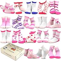 TeeHee (Naartjie) Kids Girls Fashion Variety Cotton Crew 18 Pair Pack Gift Box (3-5 Years, Vintage)