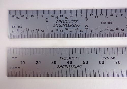 PEC Tools 262-H06 6" Inch/MM Hook Rule, reads 32nds, 64ths, 1mm, 1/2mm.