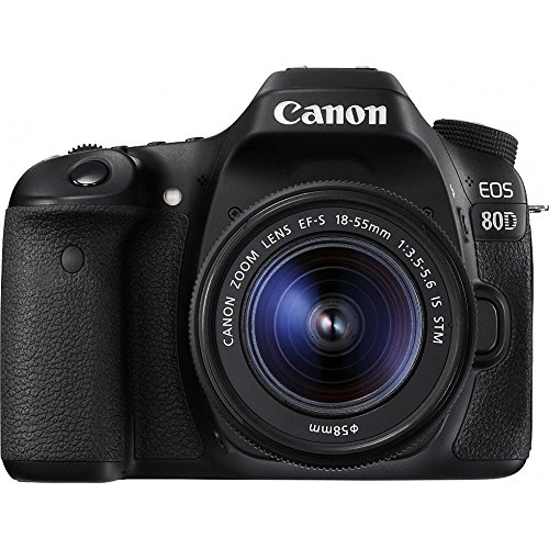 Canon EOS 80D CMOS DSLR Camera + EF-S 18-55mm IS STM & 75-300mm III Lens Kit + Accessory Bundle 64GB SDXC Memory + SLR Photo Bag + Wide Angle Lens + 2x Telephoto Lens + Flash + Remote + Tripod, Bundle