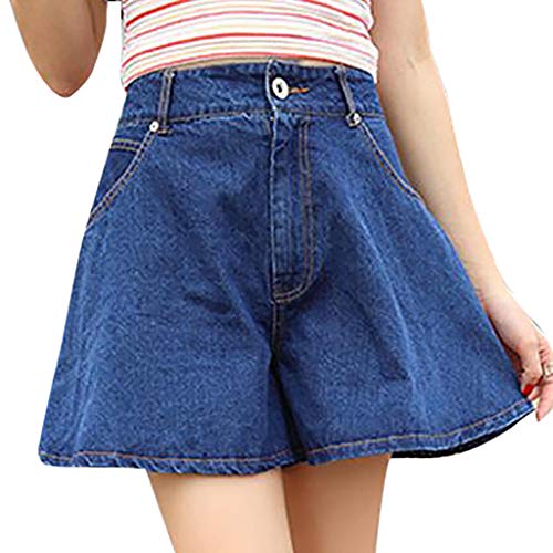 Bravetoshop Women Shorts Jeans Loose High-Waisted Broad-Legged Denim Shorts Loose Short Pants(Dark Blue,M) - Thumbnail 7