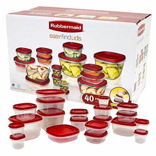 Rubbermaid Easy Find Lids Food Storage Container, 40-Piece Set, Red