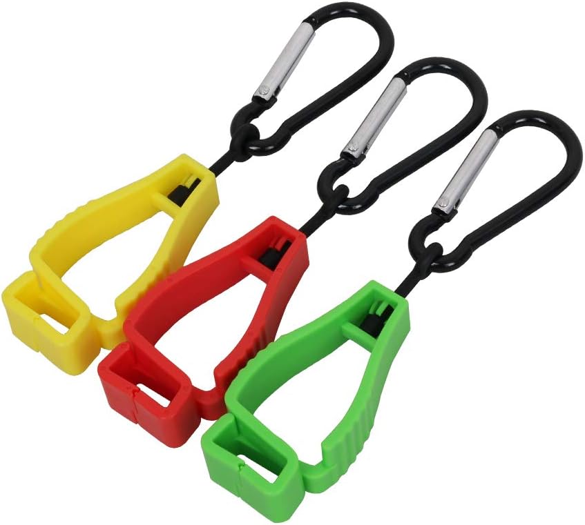3pcs Glove Grabber Clip Holder work Safety Clip Glove Keeper, Guard Labor Worker Glasses Helmets Hanger Clamp Grabber Catcher (Tricolor)