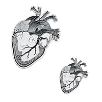 U-Sky Sew or Iron on Patches - Human Anatomical Heart Patch for Biker Jackets, Clothing, Backpacks, 2 Different Size Pack - Size:7.3x4.9 inch, 3.6x2.5 Inch